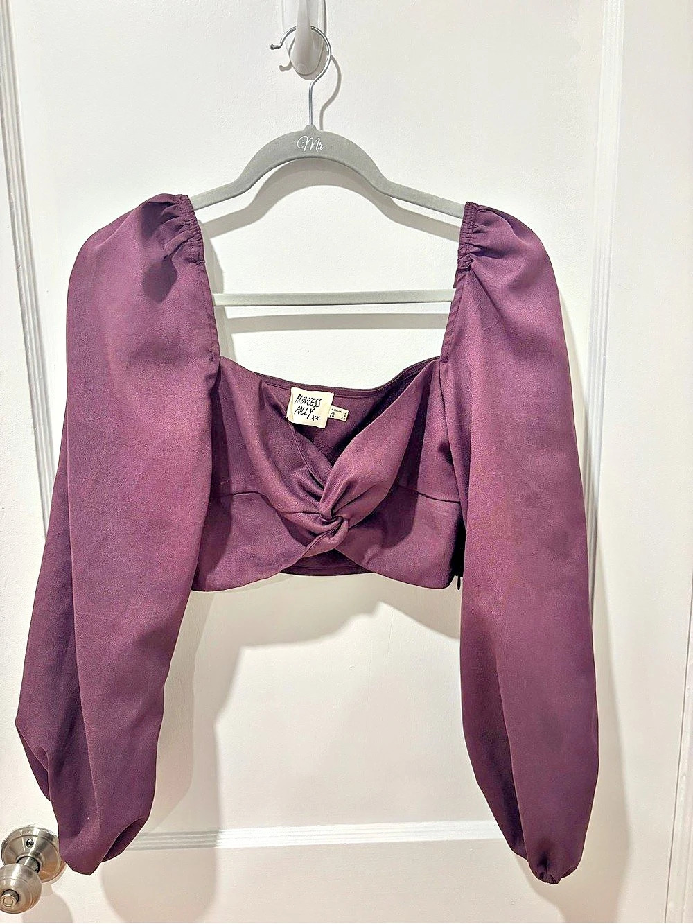 Princess Polly Women's Purple Cropped Long Sleeve Top